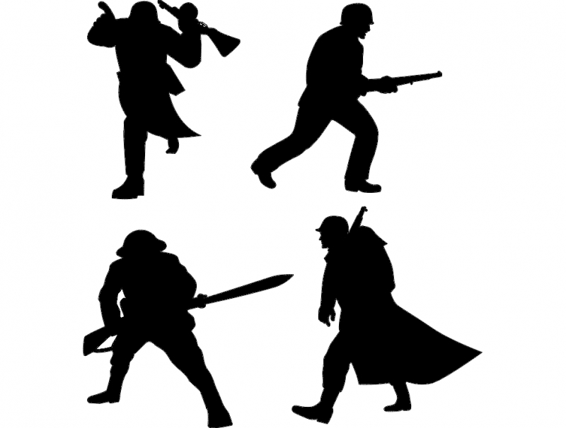 طرح شبح سرباز مناسب برای استفاده در دستگاه های cnc چوب و cnc لیزر - soldier silhouette dxf file