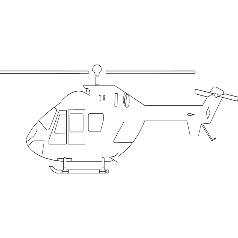 طرح هلیکوپتر مناسب برای استفاده در دستگاه های cnc چوب و cnc لیزر - helicopter silhouette dxf file