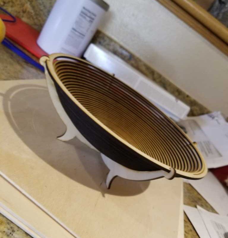 طرح کاسه مارپیچ چوبی با پایه مناسب برای استفاده در دستگاه های cnc چوب و cnc لیزر - laser cut wooden spiral bowl with stand