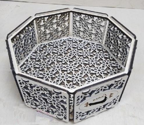 طرح جعبه شیرینی هشت ضلعی تزئینی مناسب برای استفاده در دستگاه های cnc چوب و cnc لیزر - decorative octagon candy box laser cutting template cdr file