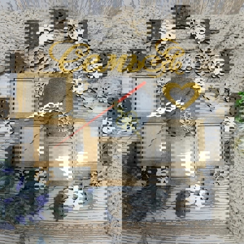 طرح ساعت قاب عکس مناسب برای استفاده در دستگاه های cnc چوب و cnc لیزر - laser cut picture frame clock cdr file