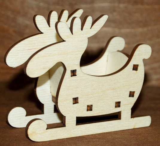 طرح سورتمه گوزن شمالی طرح کریسمس مناسب برای استفاده در دستگاه های cnc چوب و cnc لیزر - laser cut moose sleigh christmas ornament cdr file