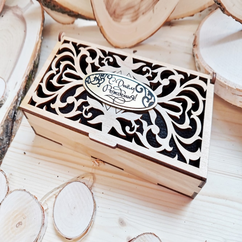 طرح جعبه کادو چوبی تزئینی مناسب برای استفاده در دستگاه های cnc چوب و cnc لیزر - laser cut decorative wooden gift box cdr file