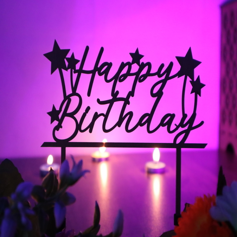 طرح تزیین کیک تولد ستاره ای مناسب برای استفاده در دستگاه های cnc چوب و cnc لیزر - laser cut stars cake topper birthday party decor cdr file