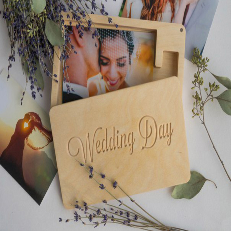 طرح جعبه عکس عروسی مناسب برای استفاده در دستگاه های cnc چوب و cnc لیزر - laser cut wedding photo box cdr file