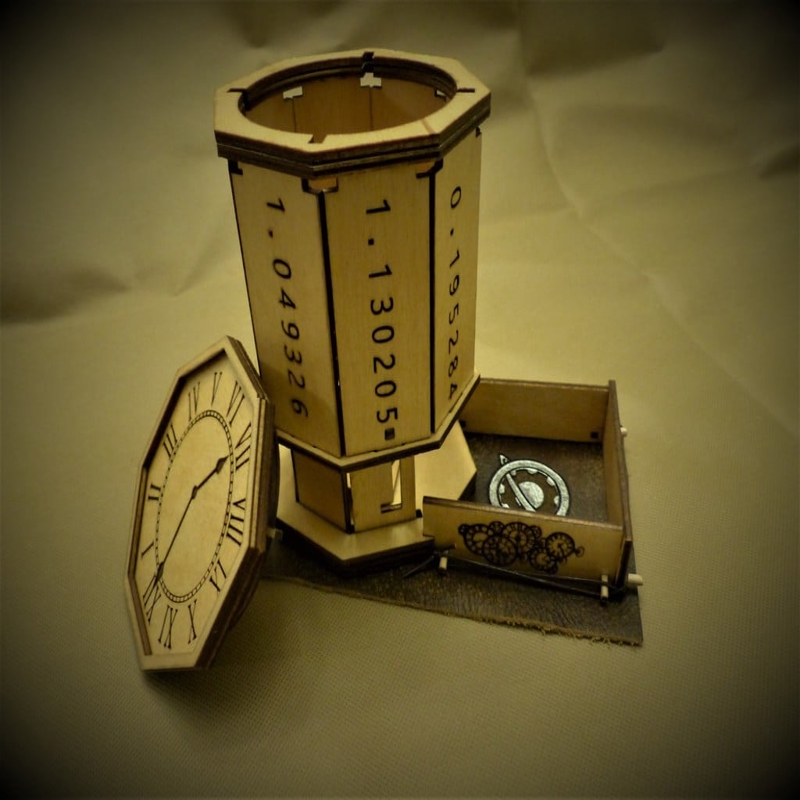 طرح دروازه استینز برج تاس مناسب برای استفاده در دستگاه های cnc چوب و cnc لیزر - laser cut steins gate dice tower svg file