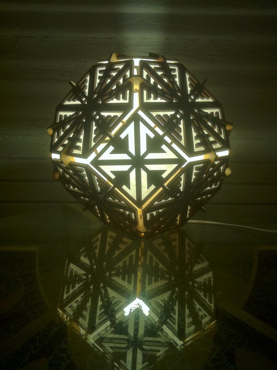 طرح چراغ هشت وجهی برش خورده با لیزر مناسب برای استفاده در دستگاه های cnc چوب و cnc لیزر - laser cut truncated octahedron lamp dxf file