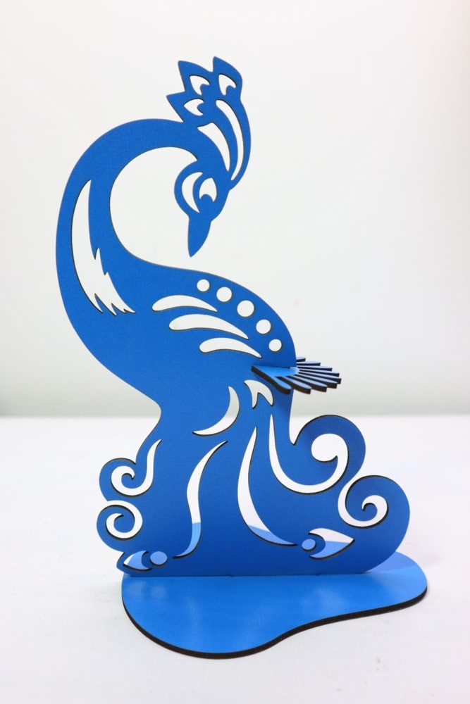 طرح جای دستمال سفره طرح طاووس مناسب برای استفاده در دستگاه های cnc چوب و cnc لیزر - laser cut peacock napkin holder dxf file