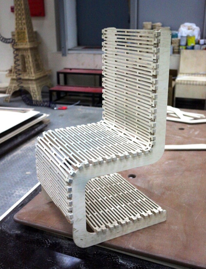 طرح صندلی لولادار شیک و زیبا مناسب برای استفاده در دستگاه های cnc چوب و cnc لیزر - stylish live hinge chair dxf file