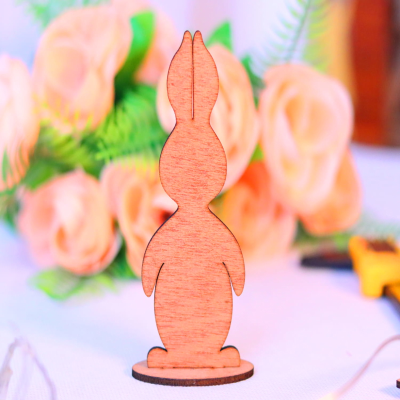 طرح سه بعدی خرگوش عید پاک مناسب برای استفاده در دستگاه های cnc چوب و cnc لیزر - laser cut easter bunny decoration 3mm cdr file