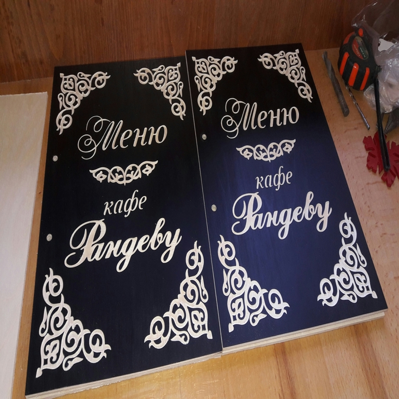 طرح جلد منوی چرمی رستوران مناسب برای استفاده در دستگاه های cnc چوب و cnc لیزر - laser cut leather menu cover for restaurant dxf file