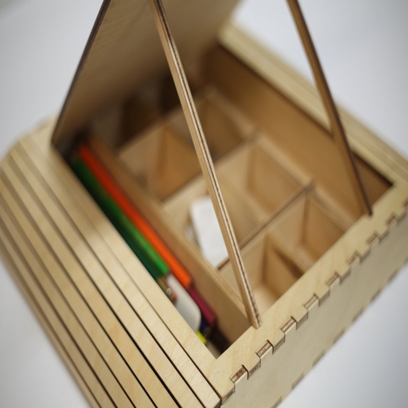 طرح جعبه ذخیره سازی برای دانش آموزان مناسب برای استفاده در دستگاه های cnc چوب و cnc لیزر - laser cut storage box for students ai file