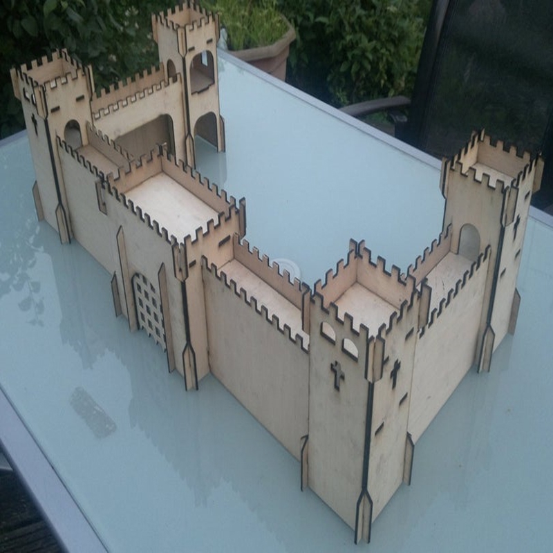 طرح قلعه تخته سه لایی ۳ میلی متری مناسب برای استفاده در دستگاه های cnc چوب و cnc لیزر - laser cut castle 3mm plywood dxf file