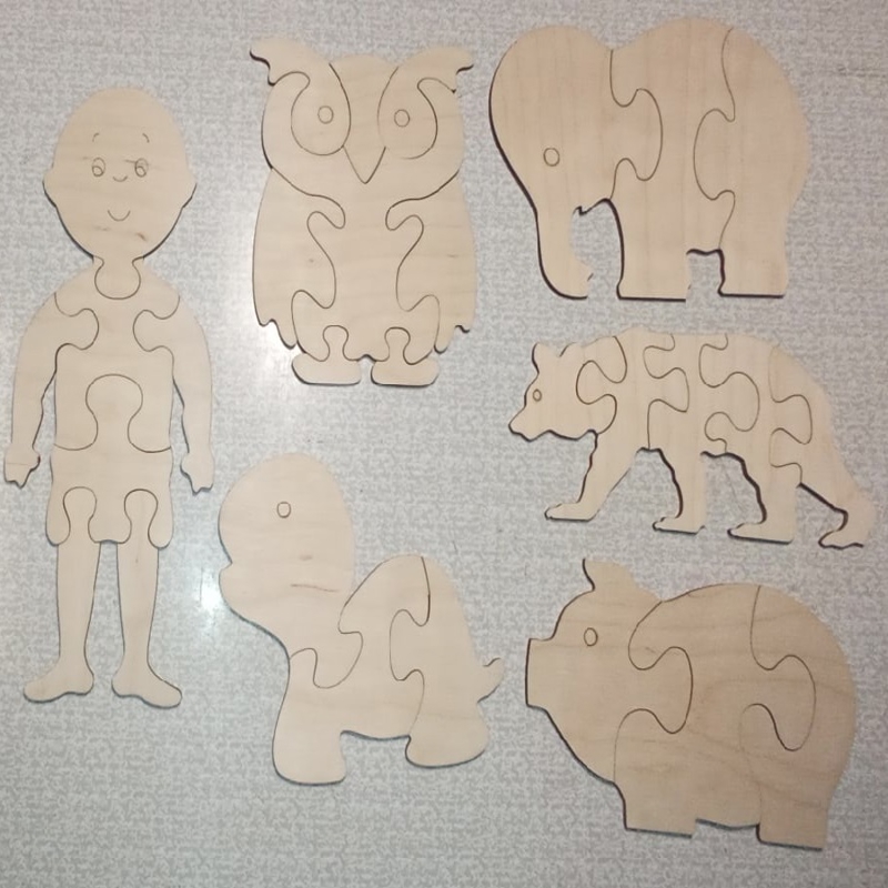 طرح فایل اتوکد طرح پازل چوبی کودکان، dwg مناسب برای استفاده در دستگاه های cnc چوب و cnc لیزر - laser cut kids jigsaw puzzles wooden pretend play set dwg file