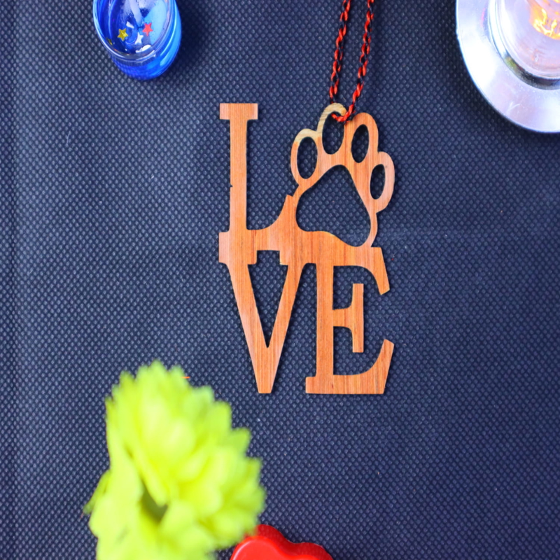 طرح پنجه سگ طرح عشق مناسب برای استفاده در دستگاه های cnc چوب و cnc لیزر - laser cut love dog paw ornament paw print love cdr file