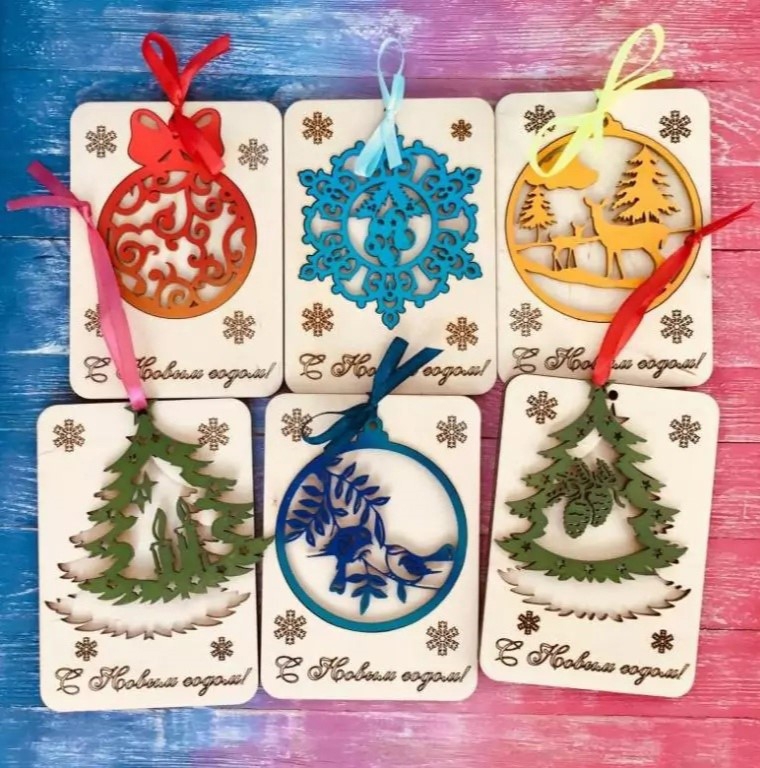طرح کارت ویزیت کریسمس و سال نو مناسب برای استفاده در دستگاه های cnc چوب و cnc لیزر - laser cut christmas and new year cards cdr file