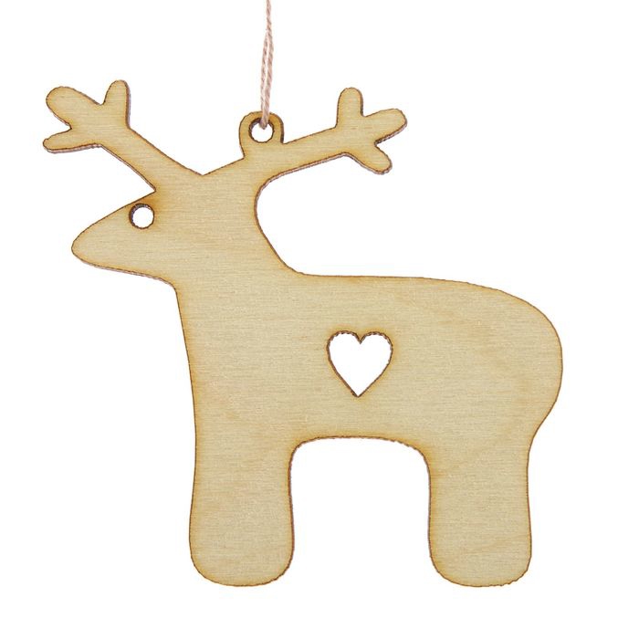 طرح آویز کریسمس گوزن با طرح قلب مناسب برای استفاده در دستگاه های cnc چوب و cnc لیزر - laser cut christmas pendant deer with heart cdr file