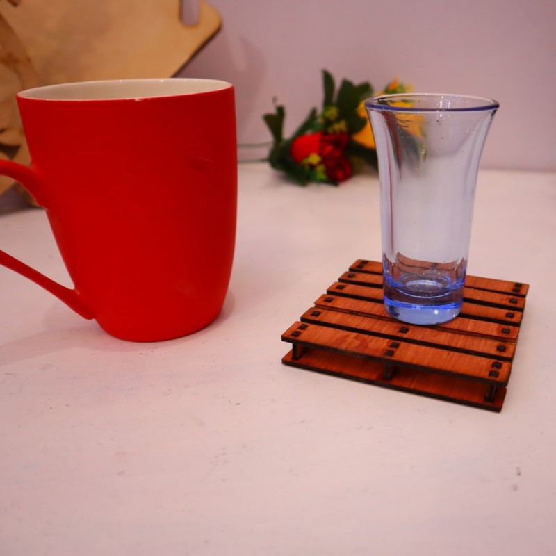 طرح زیرلیوانی 3 میلی‌متری مناسب برای استفاده در دستگاه های cnc چوب و cnc لیزر - laser cut pallet coaster 3mm cdr file