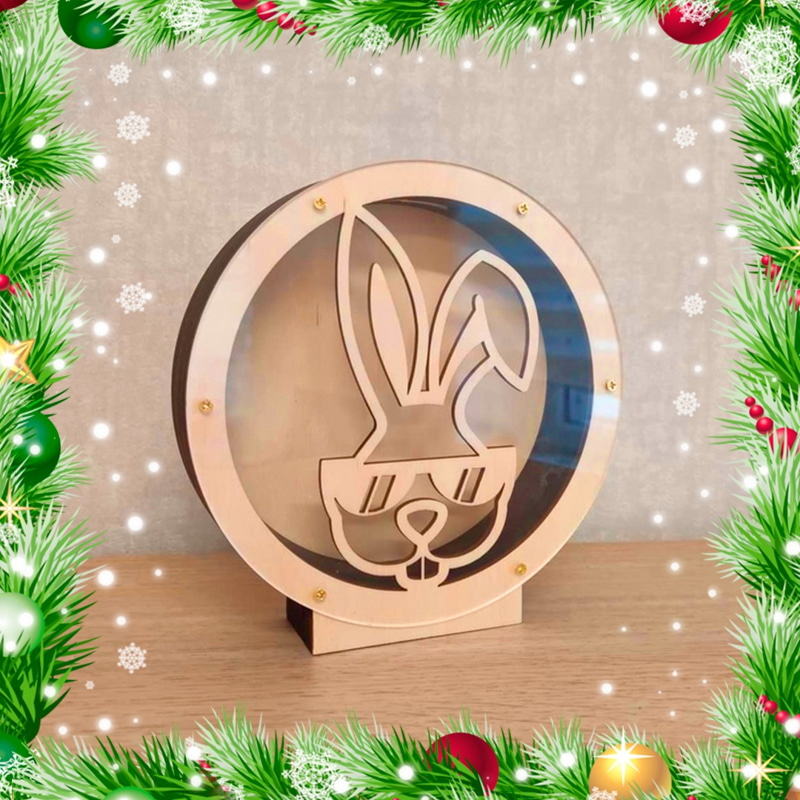 طرح قلک خرگوش مناسب برای استفاده در دستگاه های cnc چوب و cnc لیزر - laser cut bunny piggy bank cdr file