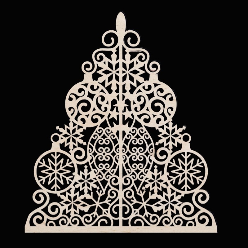 طرح تزیین دیوار درخت کریسمس مناسب برای استفاده در دستگاه های cnc چوب و cnc لیزر - laser cut christmas tree wall decoration cdr file