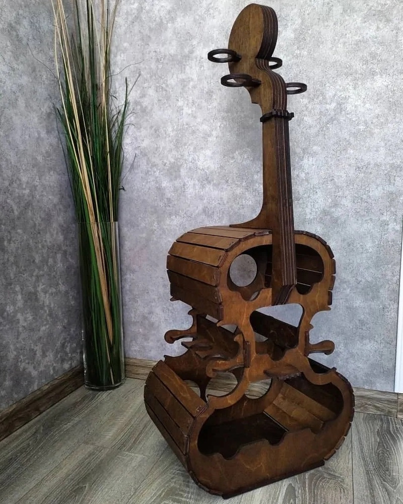 طرح ویولنسل و مینی بار مناسب برای استفاده در دستگاه های cnc چوب و cnc لیزر - laser cut cello violin minibar cdr file