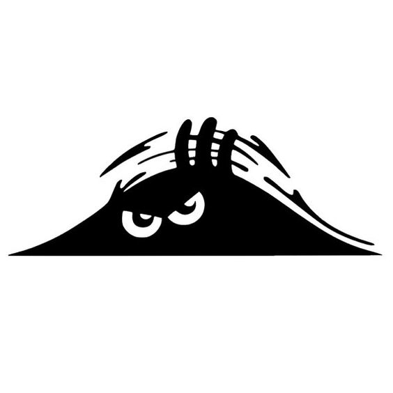 طرح برچسب ماشین با طرح چشم‌های ترسناک هیولای دزدکی مناسب برای استفاده در دستگاه های cnc چوب و cnc لیزر - peeking monster scary eyes car decal sticker dxf file