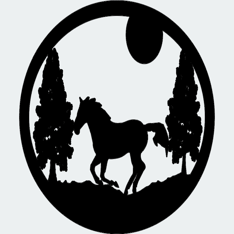 طرح درخت بیضی شکل اسب ماه مناسب برای استفاده در دستگاه های cnc چوب و cnc لیزر - oval horse trees moon dxf file