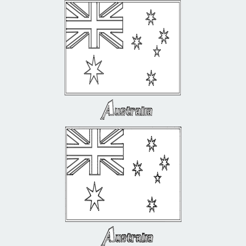 طرح پرچم استرالیا مناسب برای استفاده در دستگاه های cnc چوب و cnc لیزر - flag of australia dxf file