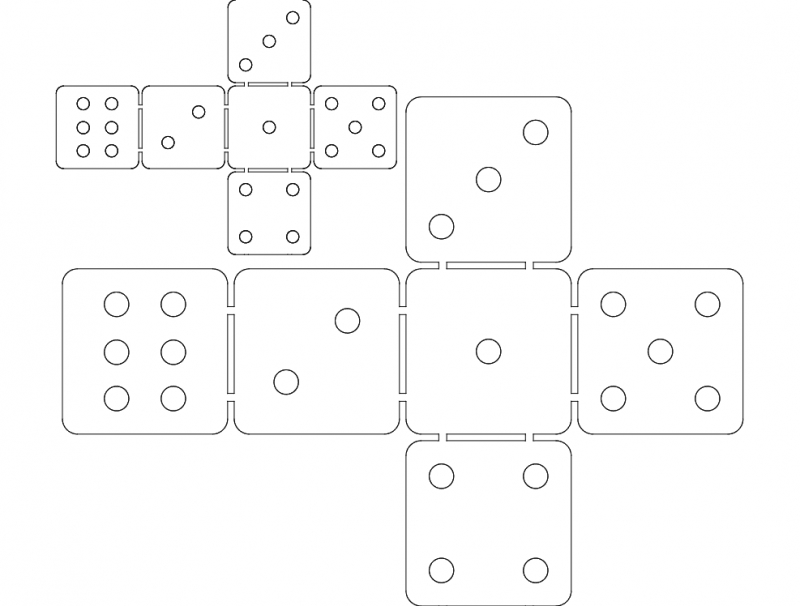 طرح تاس شماره ۲ مناسب برای استفاده در دستگاه های cnc چوب و cnc لیزر - dice 2 dxf file