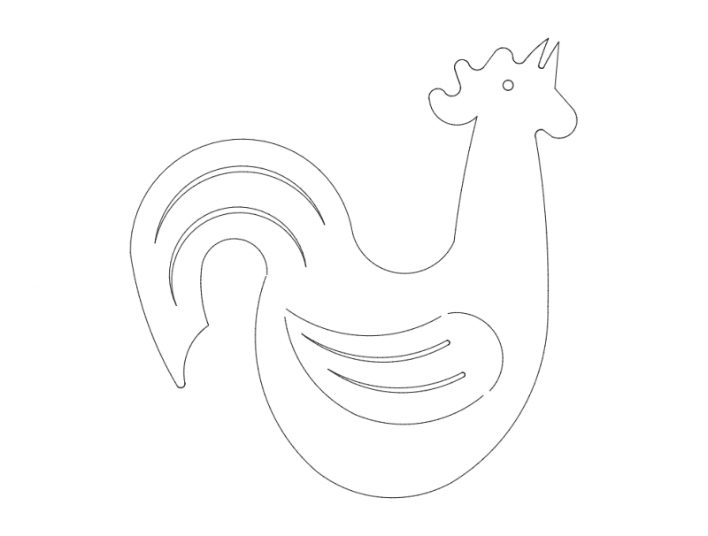 طرح بانگ خروس مناسب برای استفاده در دستگاه های cnc چوب و cnc لیزر - rooster crow dxf file