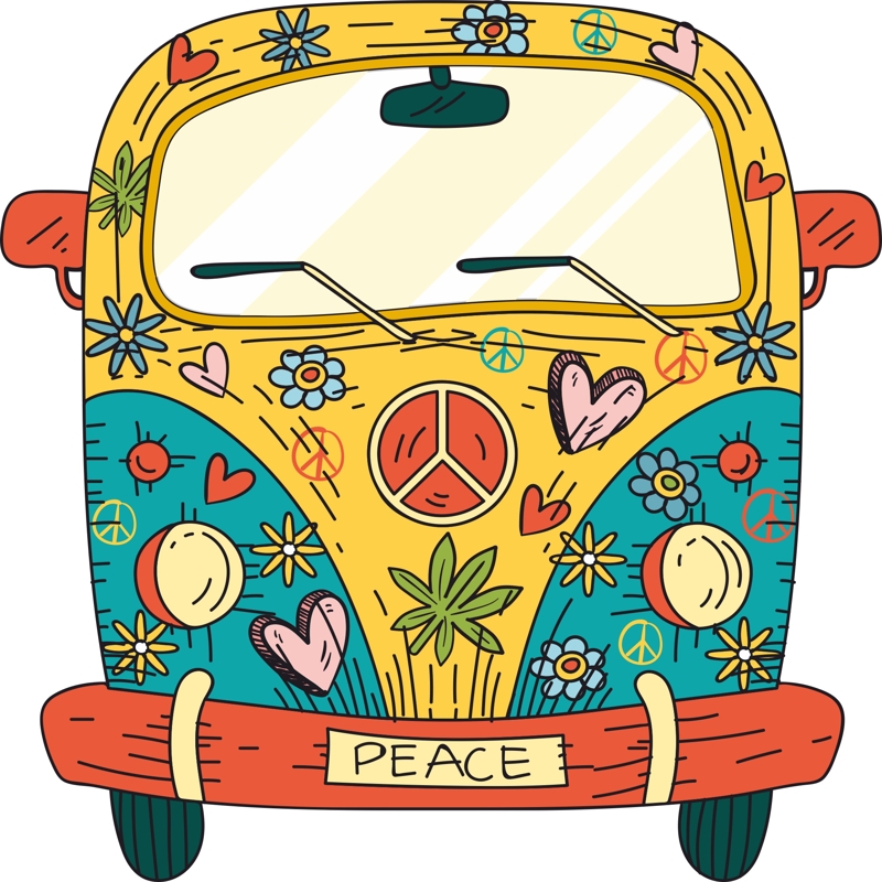 طرح تی شرت هیپی ون مناسب برای استفاده در دستگاه های cnc چوب و cnc لیزر - hippie van t shirt design cdr file
