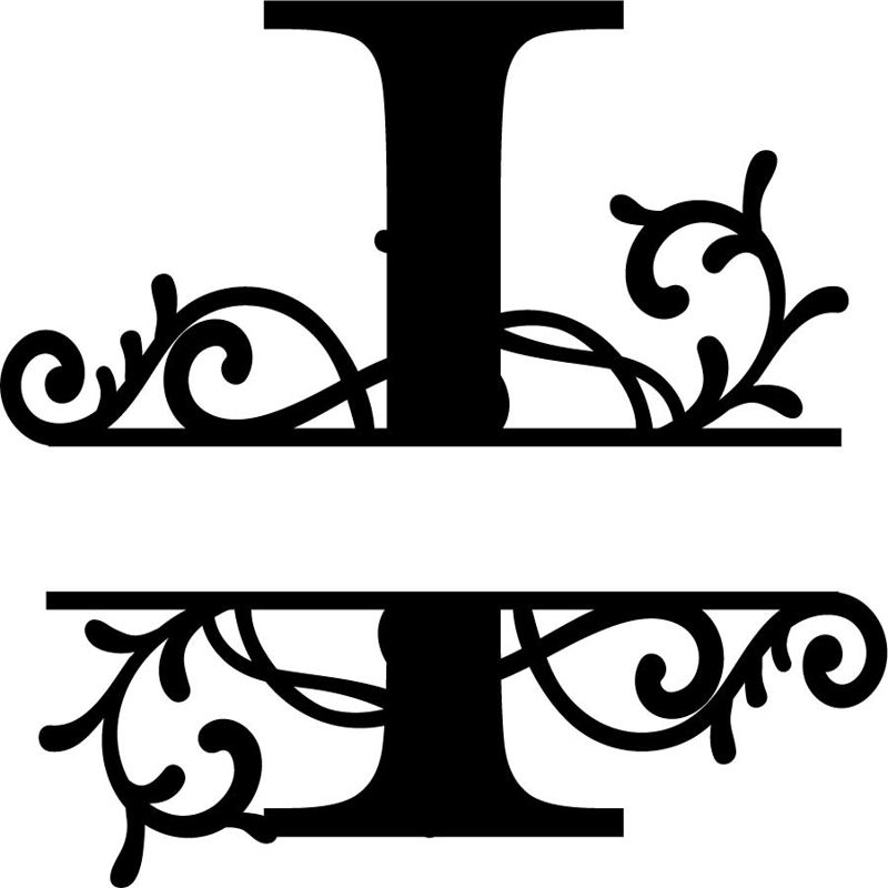طرح حرف i مونوگرام جدا شده مناسب برای استفاده در دستگاه های cnc چوب و cnc لیزر - split monogram letter i dxf file