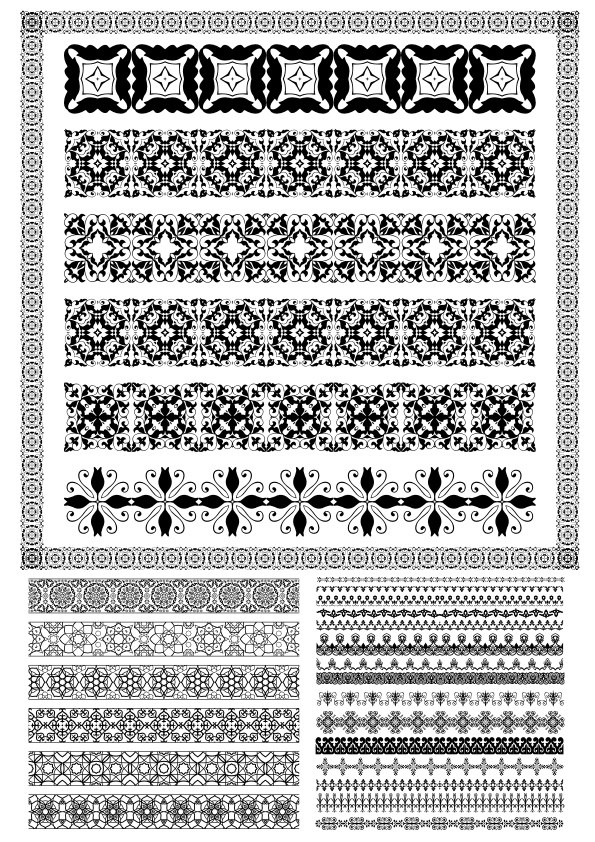 طرح مجموعه حاشیه های وکتوری توری مناسب برای استفاده در دستگاه های cnc چوب و cnc لیزر - set of lace vector borders cdr file
