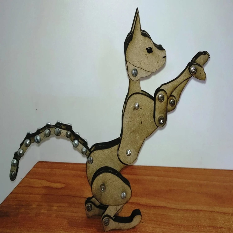 طرح گربه مفصلی مناسب برای استفاده در دستگاه های cnc چوب و cnc لیزر - laser cut articulated cat svg file