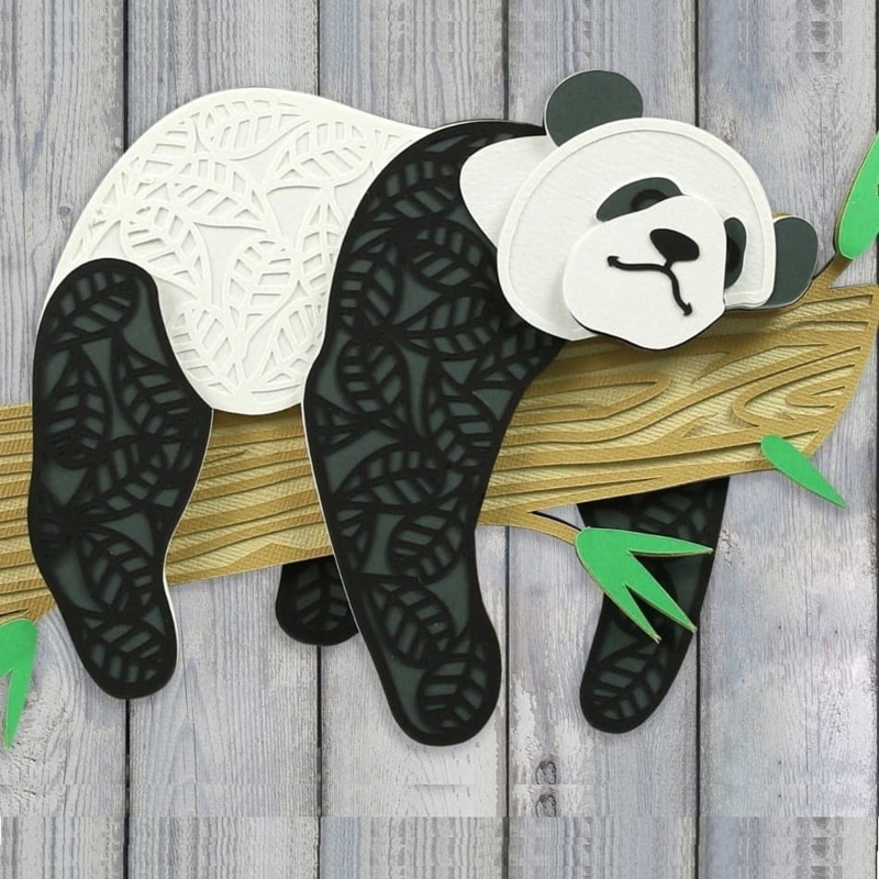 طرح لایه باز پاندا مناسب برای استفاده در دستگاه های cnc چوب و cnc لیزر - laser cut panda layered design dxf file