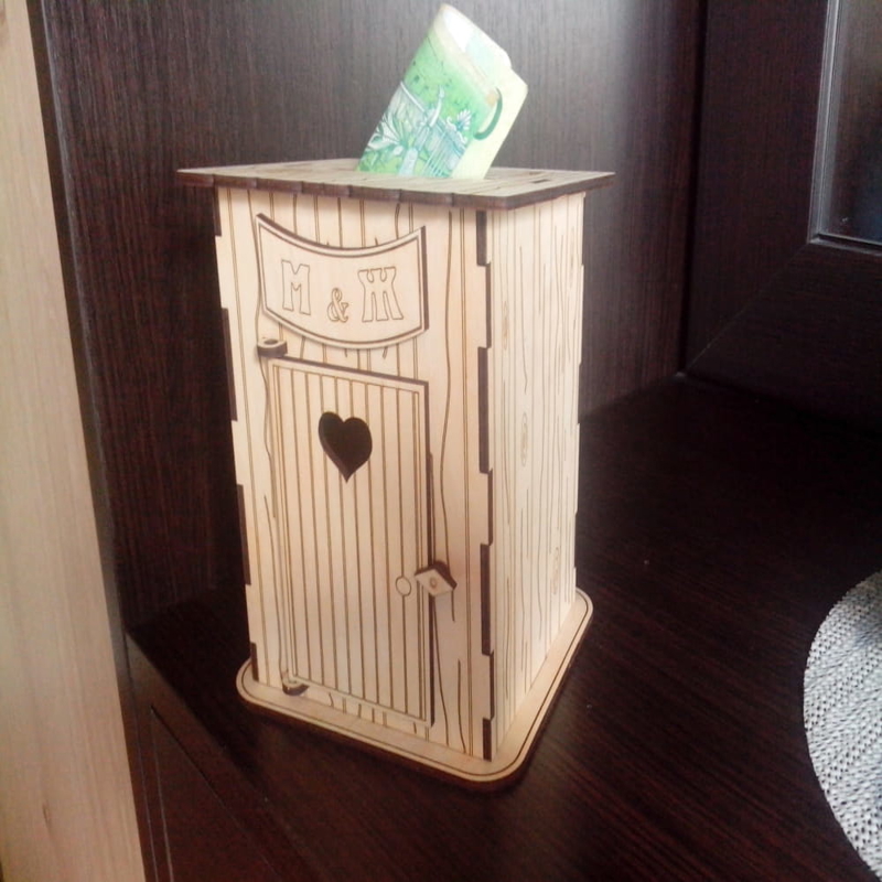 طرح قلک چوبی مناسب برای استفاده در دستگاه های cnc چوب و cnc لیزر - laser cut wood piggy bank cdr file