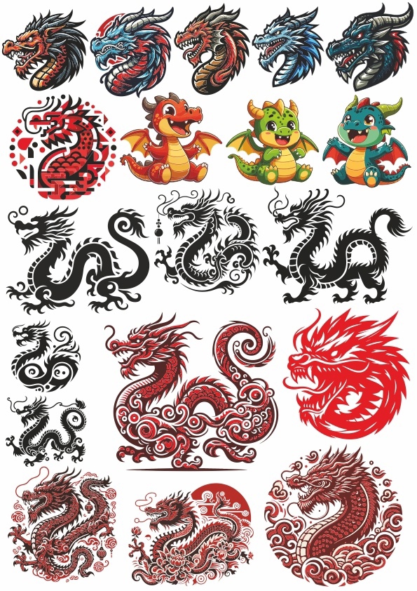 طرح وکتور طرح اژدها مناسب برای استفاده در دستگاه های cnc چوب و cnc لیزر - dragon vector art cdr file