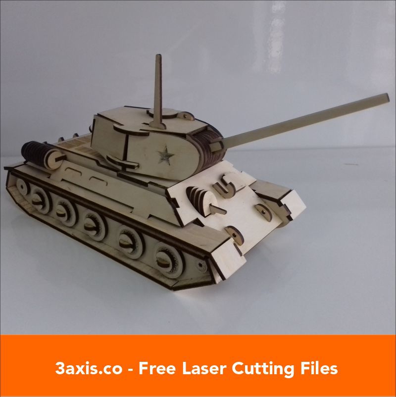 طرح مدل چوبی تانک سنگین مناسب برای استفاده در دستگاه های cnc چوب و cnc لیزر - laser cut heavy tank wooden model cdr file