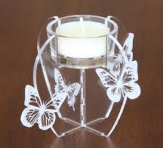 طرح جا شمعی پروانه ای مناسب برای استفاده در دستگاه های cnc چوب و cnc لیزر - laser cut butterfly candle holder cdr file