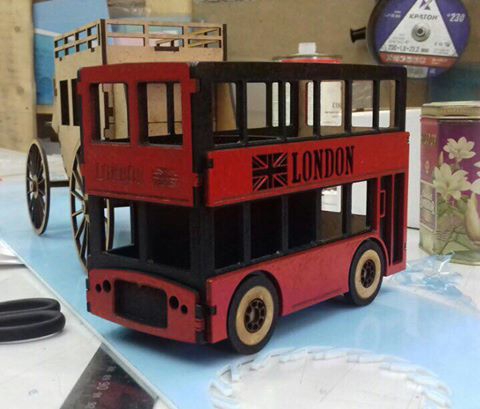 طرح اتوبوس لندن مناسب برای استفاده در دستگاه های cnc چوب و cnc لیزر - london bus laser cut cdr file