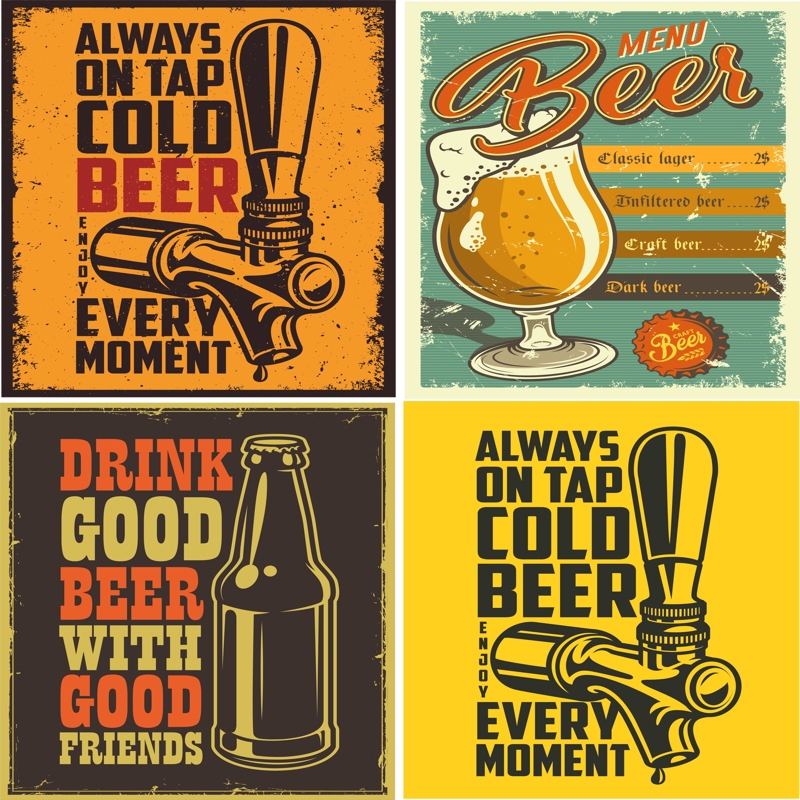 طرح پوسترهای نوشابهی قدیمی 3 مناسب برای استفاده در دستگاه های cnc چوب و cnc لیزر - retro beer posters 3 cdr file