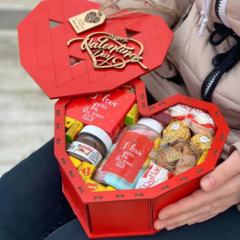 طرح جعبه شکلات قلبی مخصوص ولنتاین مناسب برای استفاده در دستگاه های cnc چوب و cnc لیزر - laser cut valentines day chocolate box heart template cdr file