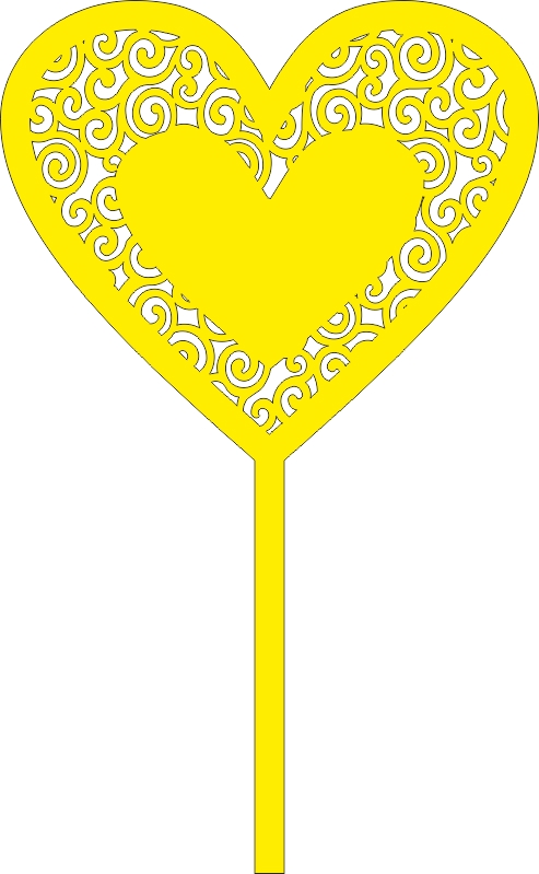 طرح قلب تزئینی مناسب برای استفاده در دستگاه های cnc چوب و cnc لیزر - decor heart topper laser cut cdr file