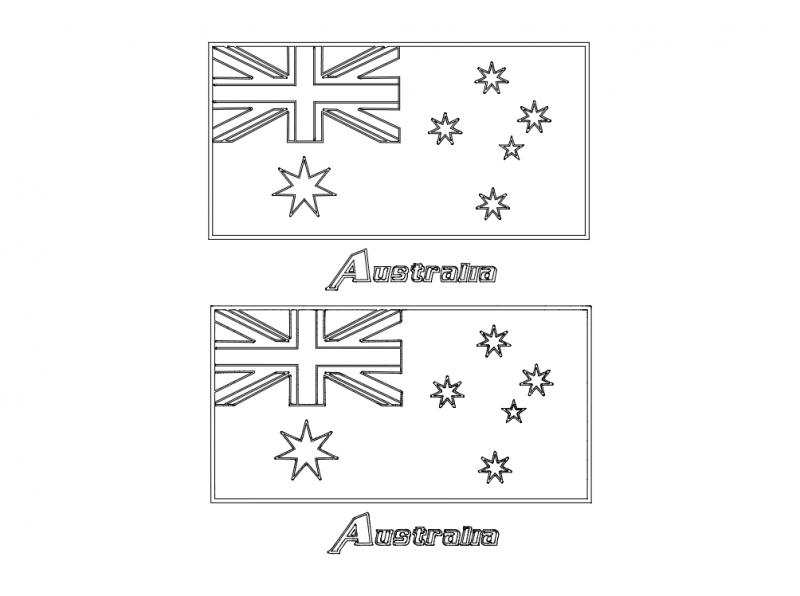طرح پرچم استرالیا مناسب برای استفاده در دستگاه های cnc چوب و cnc لیزر - flag of australia dxf file