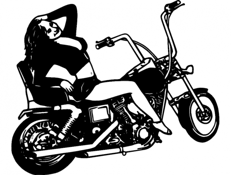 طرح دختر هارلی مناسب برای استفاده در دستگاه های cnc چوب و cnc لیزر - harley girl dxf file