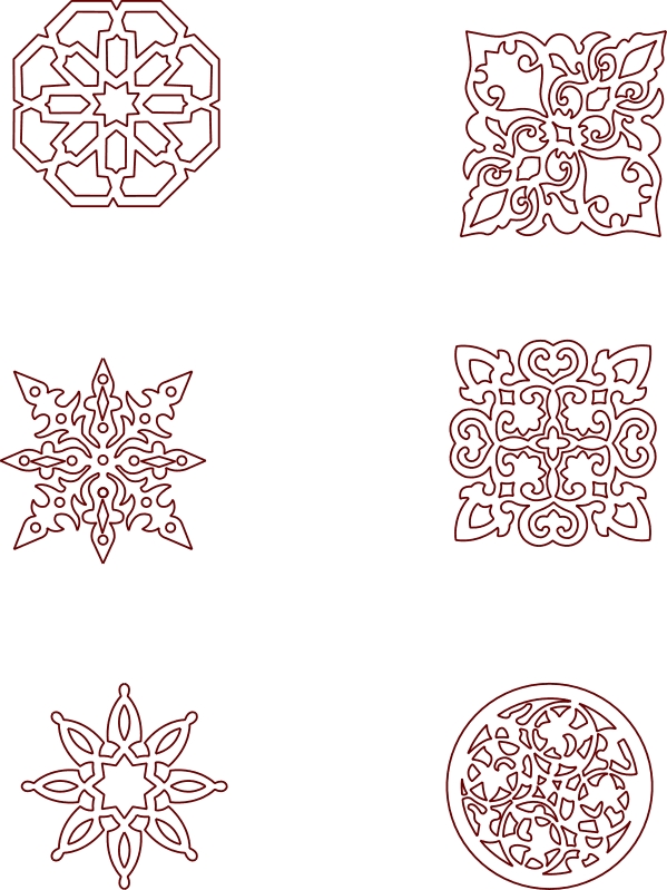 طرح الگوهای بدون درز مراکشی مناسب برای استفاده در دستگاه های cnc چوب و cnc لیزر - moroccan seamless patterns dxf file