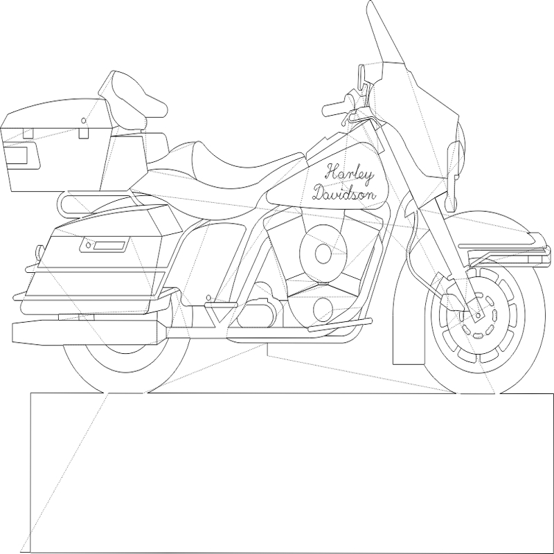 طرح پروفایل هارلی دیویدسون مناسب برای استفاده در دستگاه های cnc چوب و cnc لیزر - harleydavidson profile dxf file