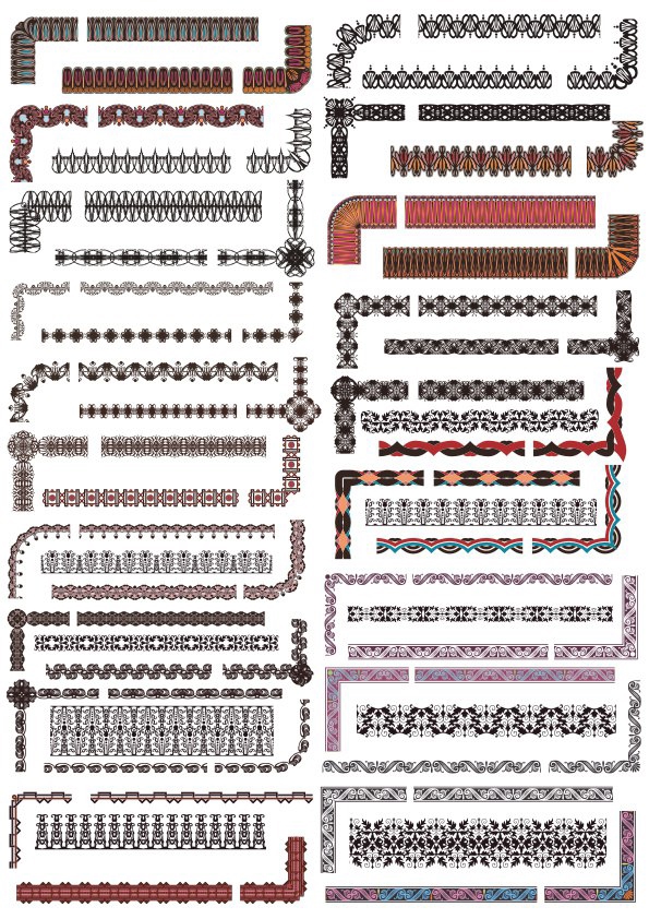 طرح مجموعه وکتور حاشیه‌های توری، مناسب برای استفاده در دستگاه های cnc چوب و cnc لیزر - lace vector borders set cdr file