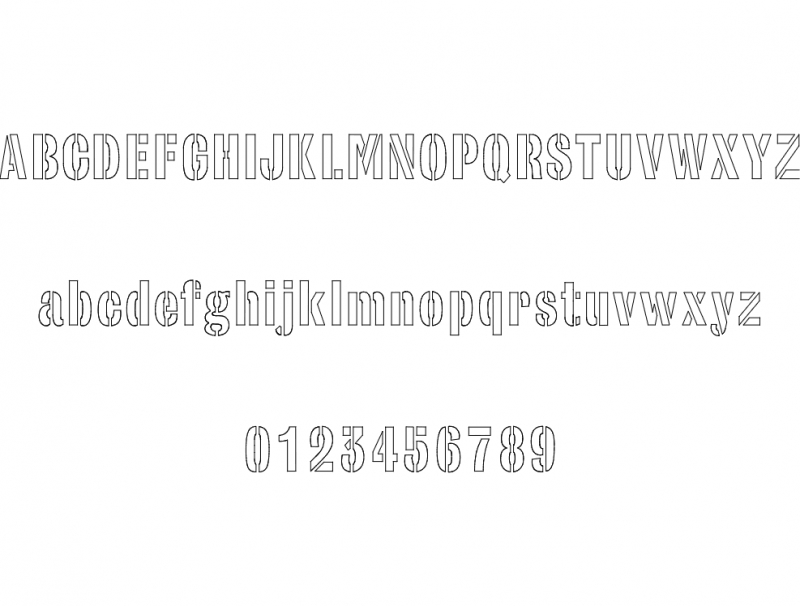 طرح فونت استنسیل ارتشی مناسب برای استفاده در دستگاه های cnc چوب و cnc لیزر - army stencil font dxf file