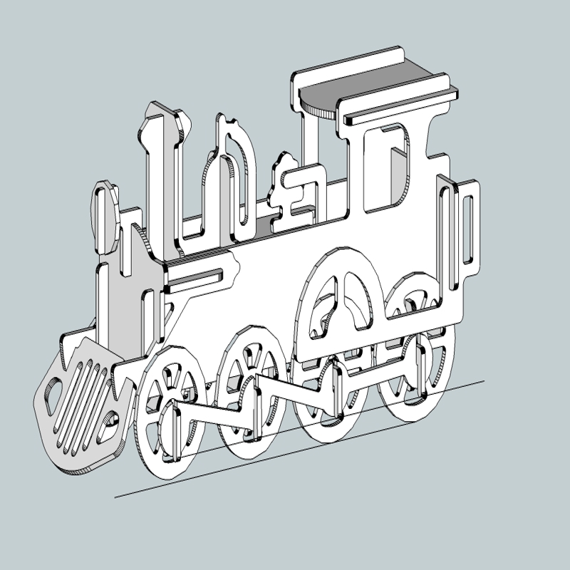 طرح مدل سه بعدی لوکوموتیو مناسب برای استفاده در دستگاه های cnc چوب و cnc لیزر - 3d locomotive model dxf file